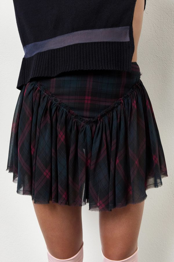 Miista Layna Skirt Burgundy Check