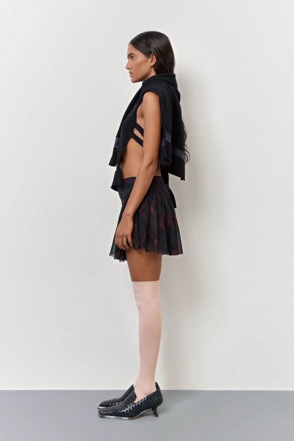 Miista Layna Skirt Burgundy Check