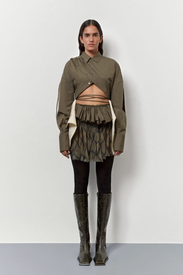 Miista Layna Skirt Khaki Check Georgette