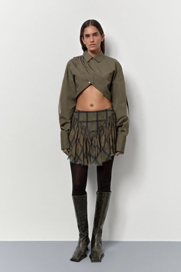 miista Layna Skirt Khaki Check Georgette