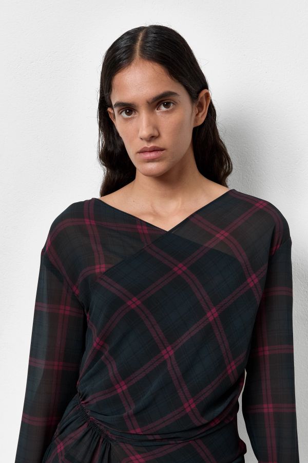 Miista Leda Blouse Burgundy Check