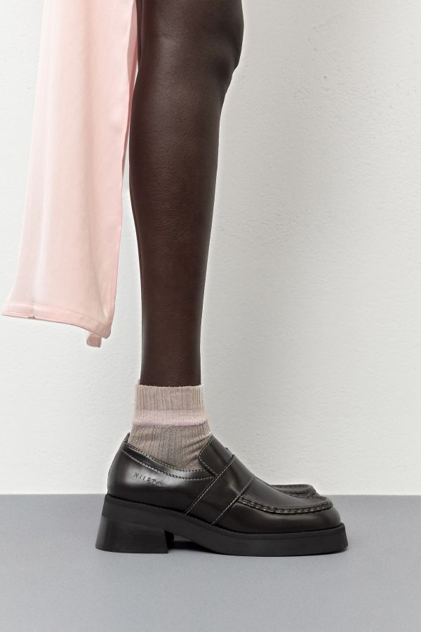 Miista Lib Loafers Black Brush Off Leather