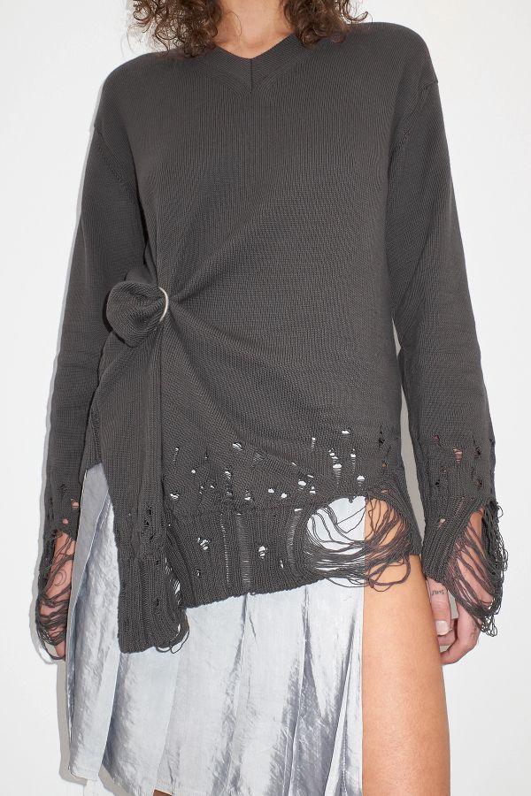 Miista Lilyana Jumper Grey Distressed Cotton