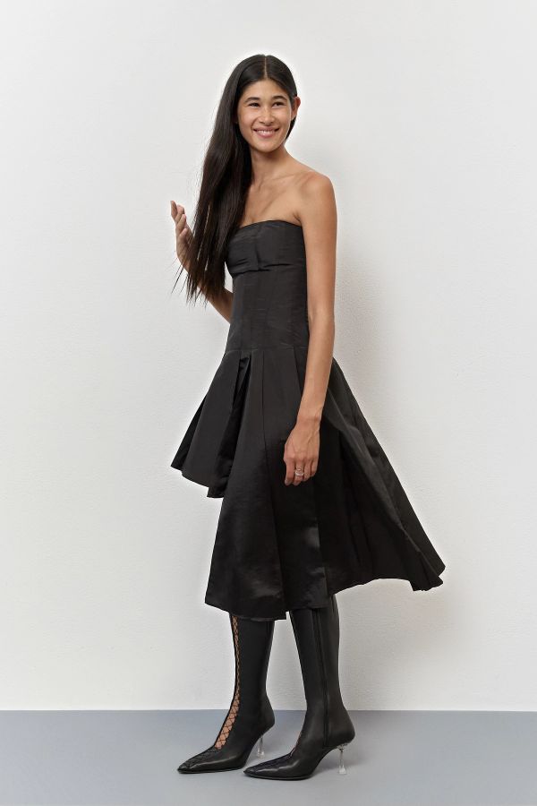 Miista Lucrezia Dress Black Pleated Silk