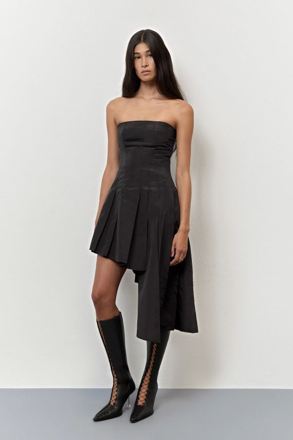 miista Lucrezia Dress Black Pleated Silk