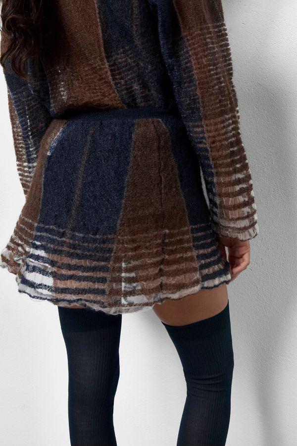 Miista Madelia Skirt Navy Stripes Mohair Knit