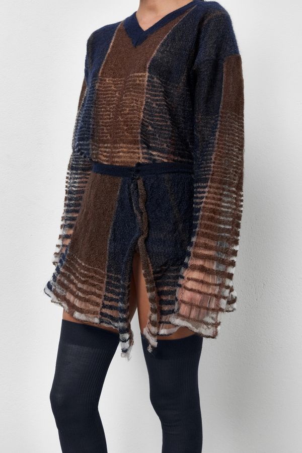 miista Madelia Skirt Navy Stripes Mohair Knit