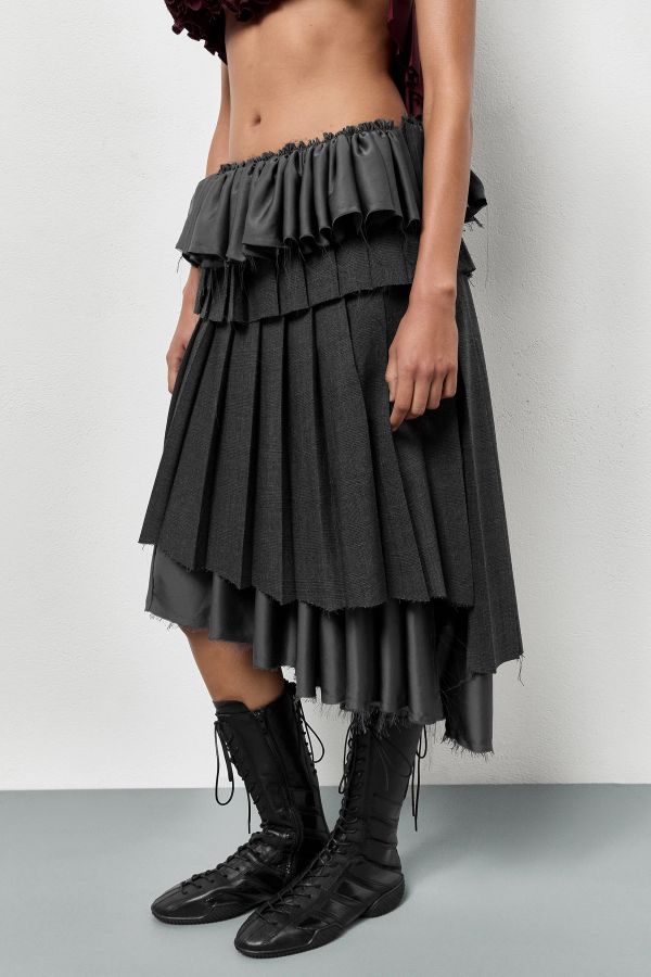 Miista Magde Skirt Grey Pleated Check