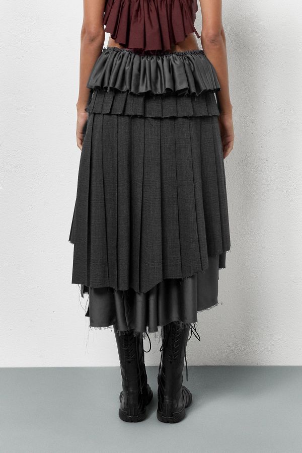 Miista Magde Skirt Grey Pleated Check