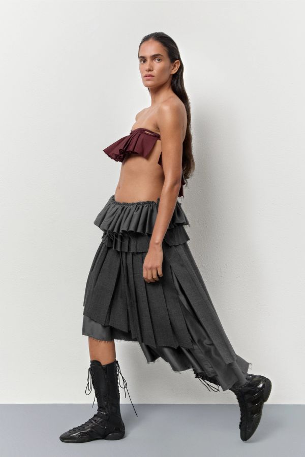 Miista Magde Skirt Grey Pleated Check