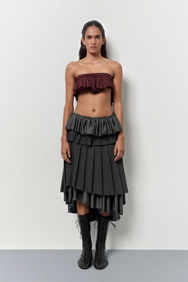 miista Magde Skirt Grey Pleated Check