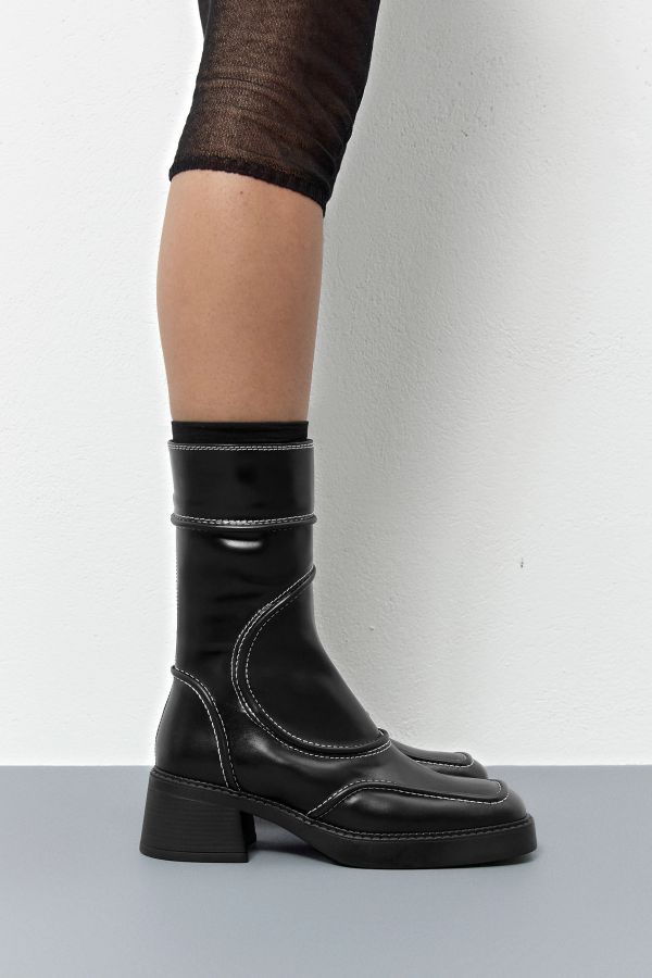 Miista Malene Boots Black Leather White Stitching
