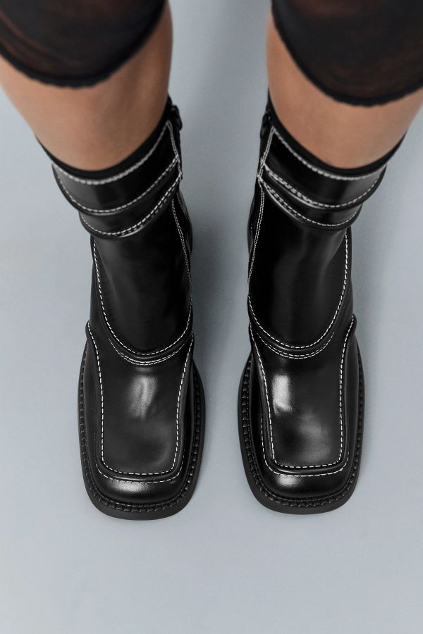 Miista Malene Boots Black Leather White Stitching