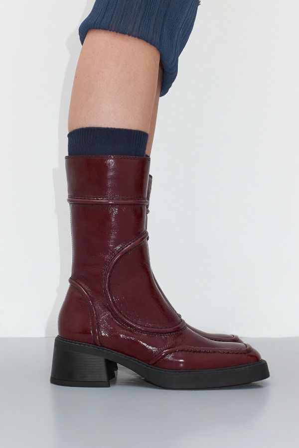 Miista Malene Boots Burgundy Patent Leather