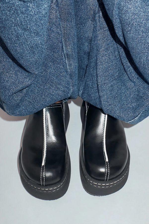 Miista Mego Mules Black Leather White Stitching