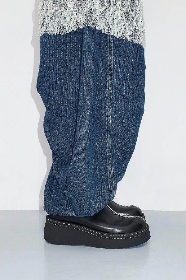 Miista Mego Mules Black Leather White Stitching