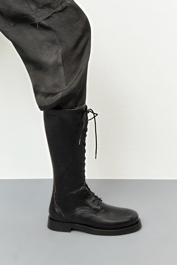 Miista Mera Boots Tall Black Lace Leather