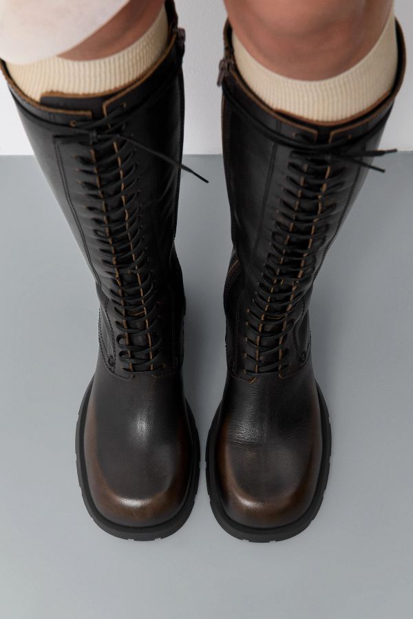 Miista Michaela Boots Tall Brown Brush Off Leather