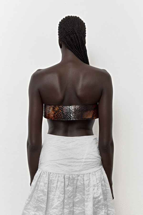 Miista New Erika Belt Brown Embossed Snake Leather