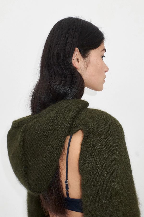 Miista Nivi Sleeve Khaki Mohair Hooded