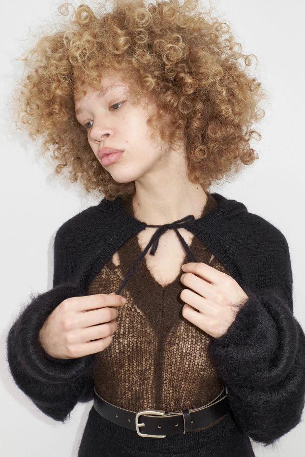 Miista Nivi Sleeves Black Mohair Hooded