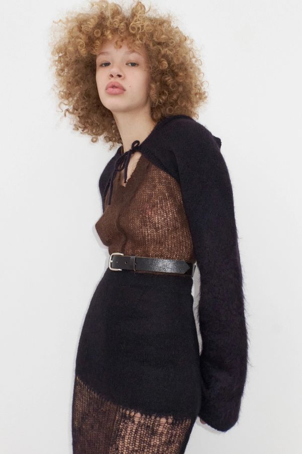 Miista Nivi Sleeves Black Mohair Hooded