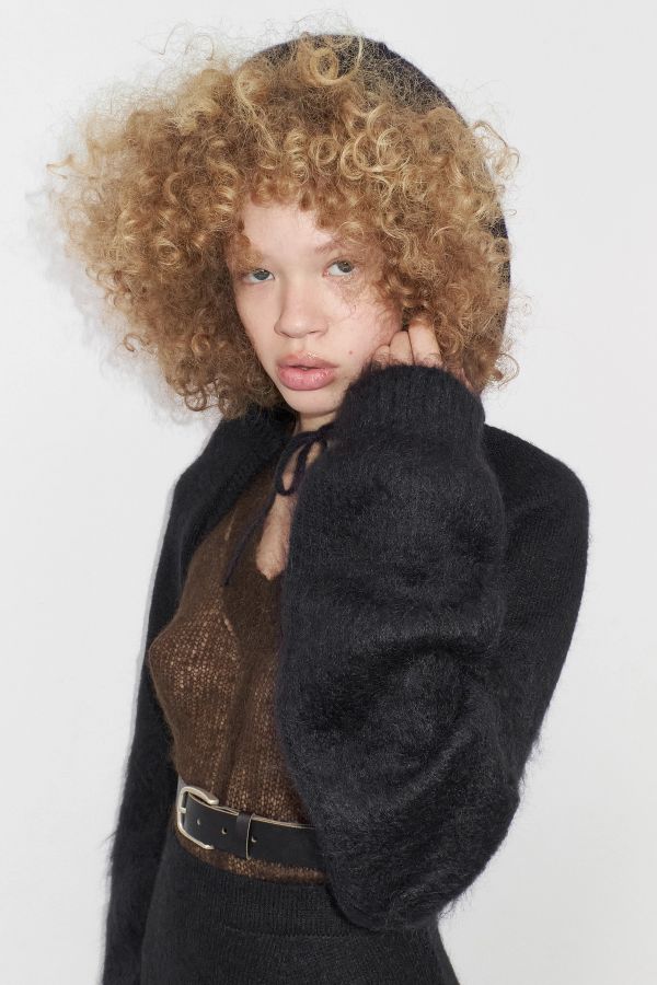 miista Nivi Sleeves Black Mohair Hooded