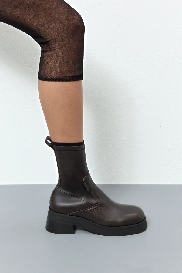 Miista Oliana Boots Brown Stretch Leather