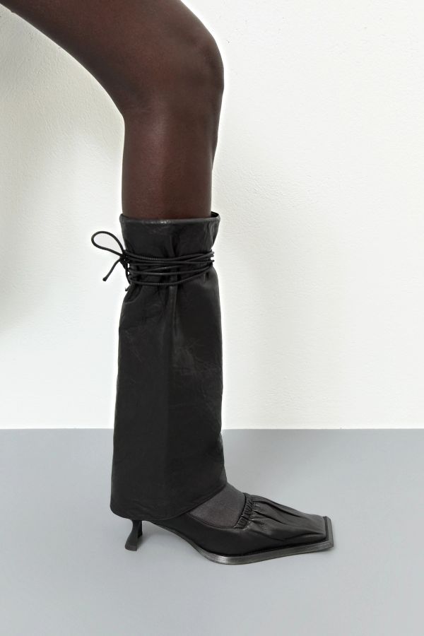 Miista Samia Leg Warmer Black Textured Leather