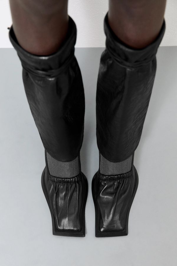 Miista Samia Leg Warmer Black Textured Leather