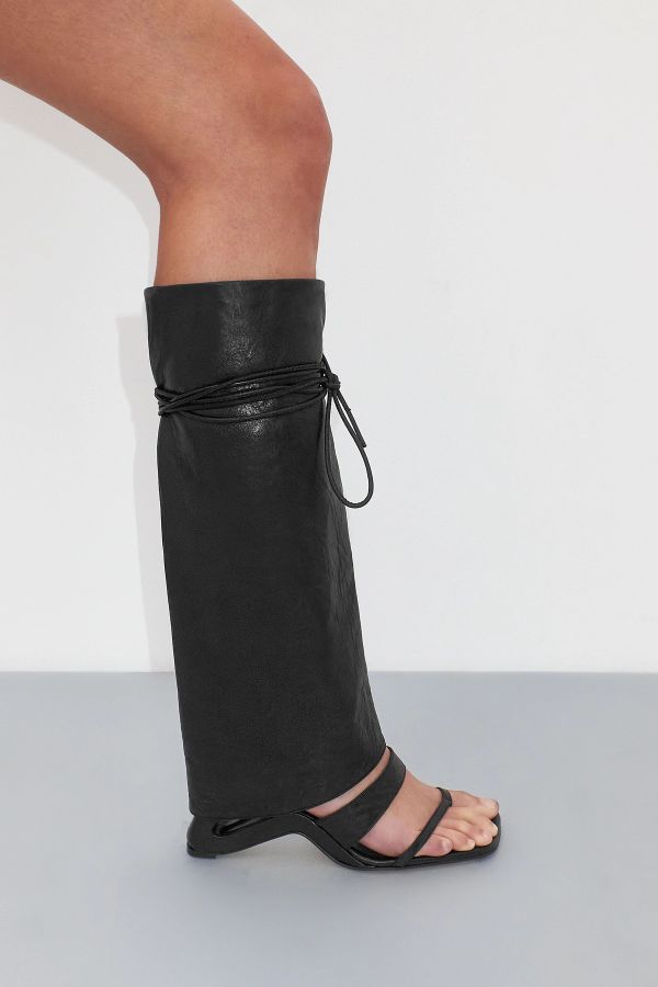 miista Samia Leg Warmer Black Textured Leather