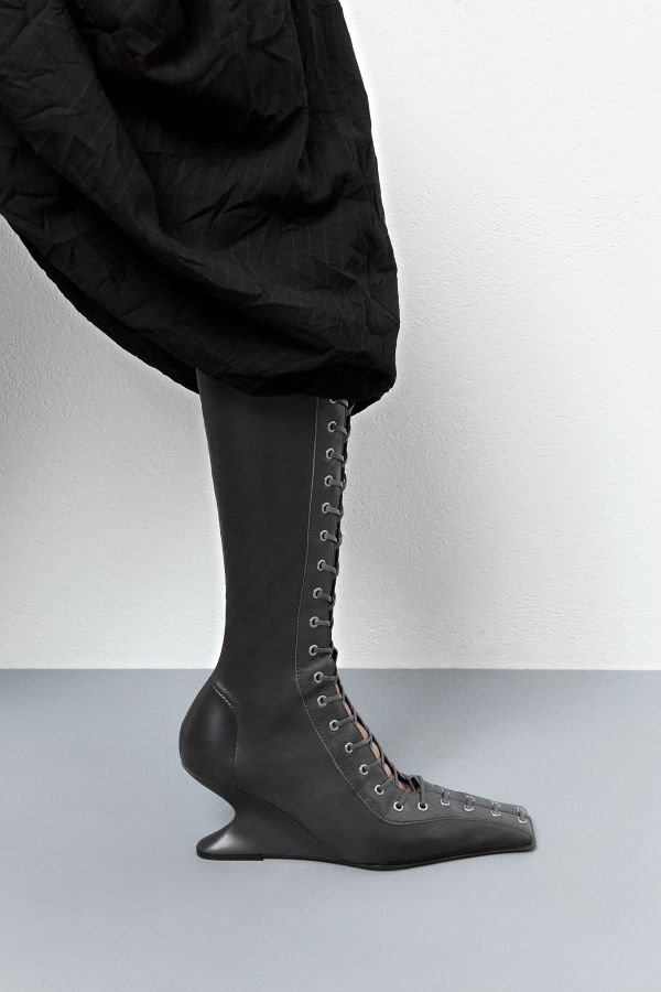 Miista Shana Boots Tall Grey Stretch Nappa