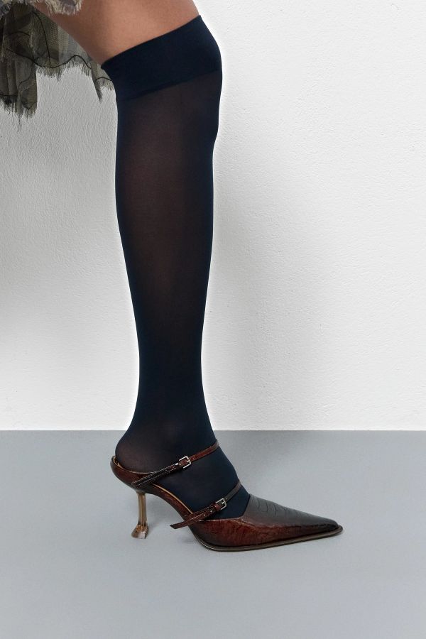 Miista Shari Mules Brown Embossed Snake Leather