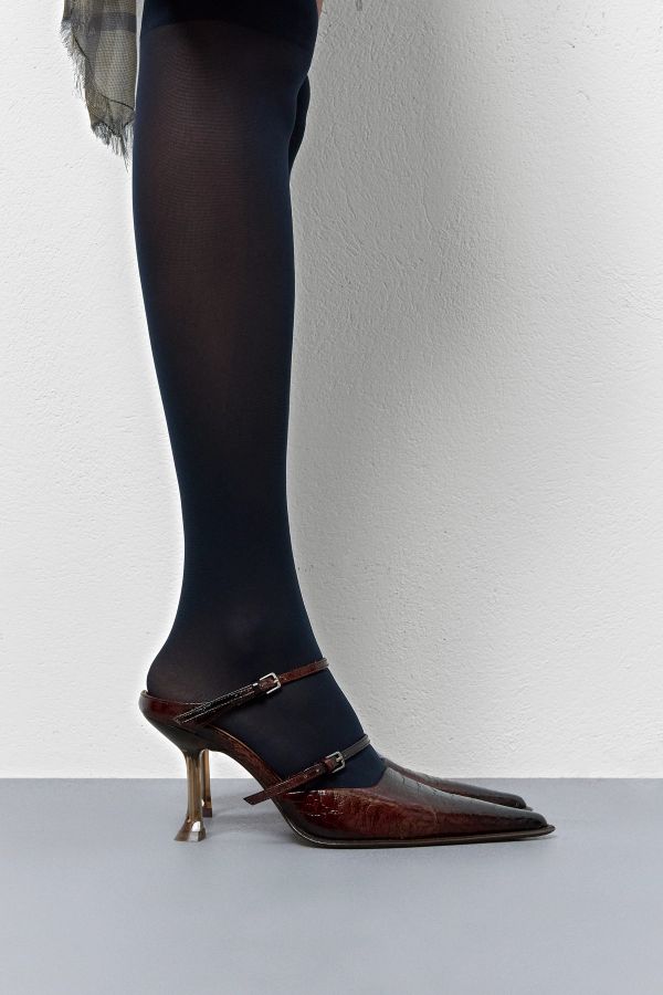 miista Shari Mules Brown Embossed Snake Leather