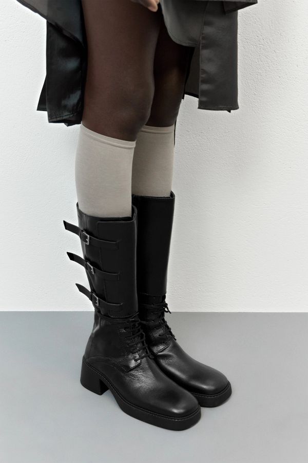 Miista Sigrid Boots Black Grainy Leather