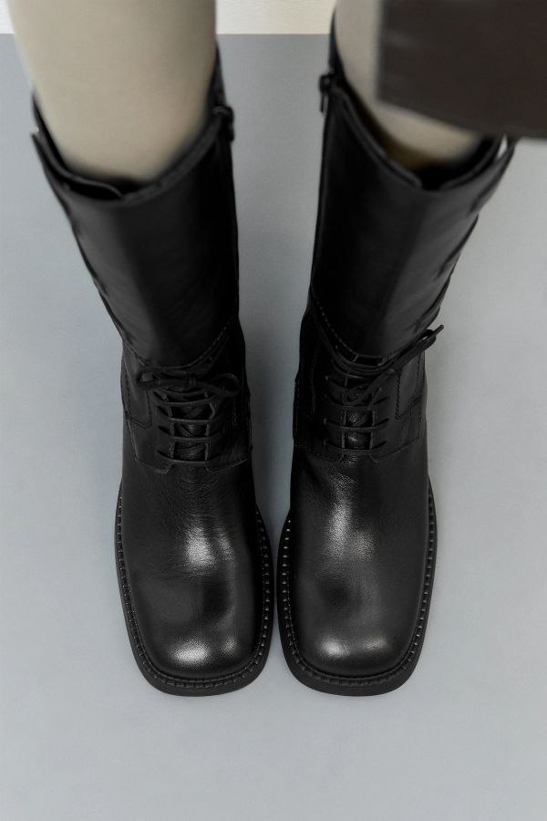 Miista Sigrid Boots Black Grainy Leather
