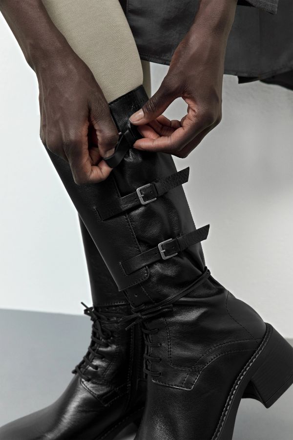 Miista Sigrid Boots Black Grainy Leather