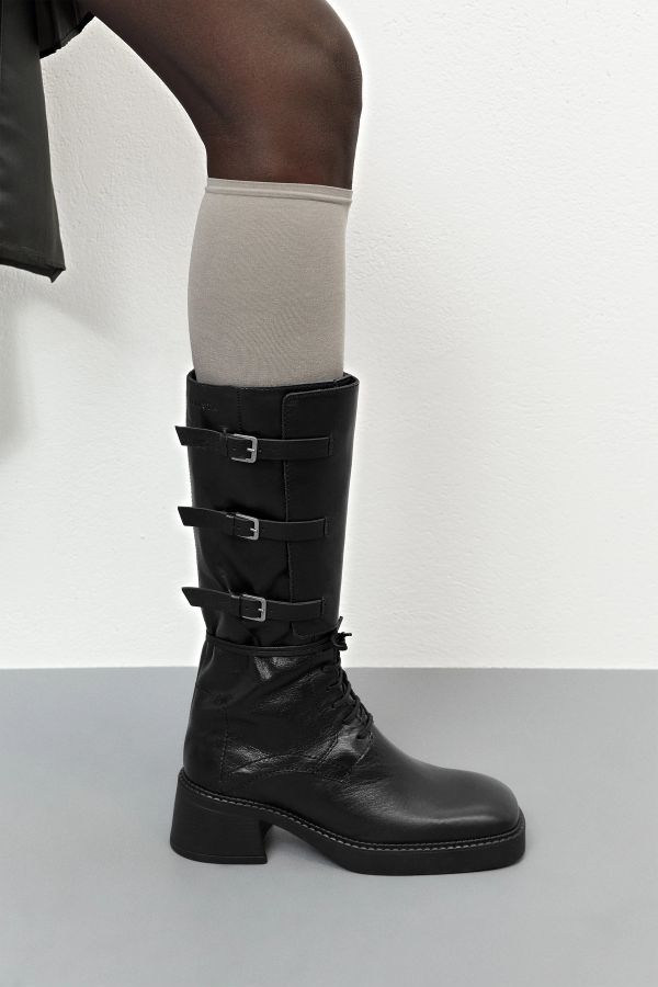 miista Sigrid Boots Black Grainy Leather