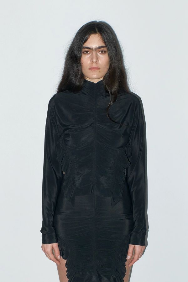 miista Silva Top Black Ruched Silk