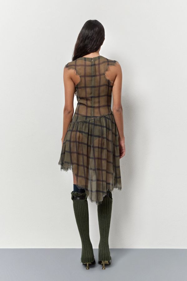 Miista Siv Dress Khaki Check Georgette