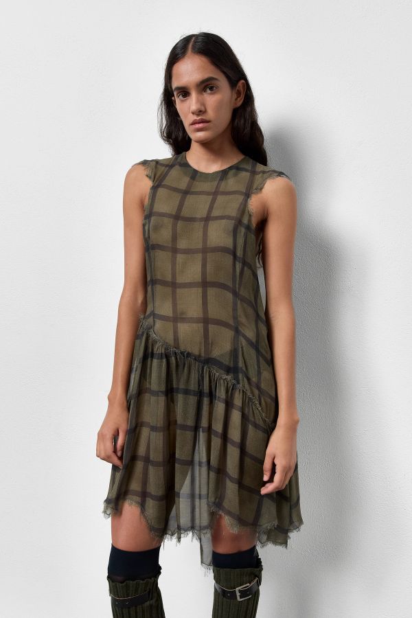 miista Siv Dress Khaki Check Georgette