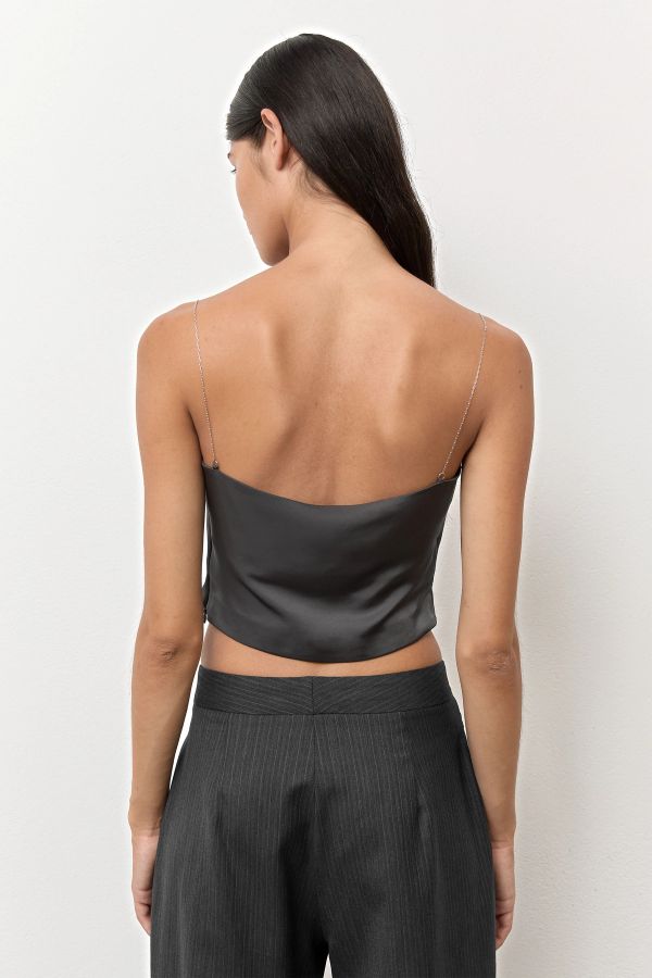 Miista Sophie Top Grey Satin