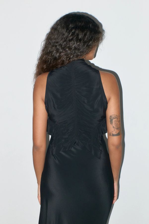 Miista Tane Top Black Silk Ruched