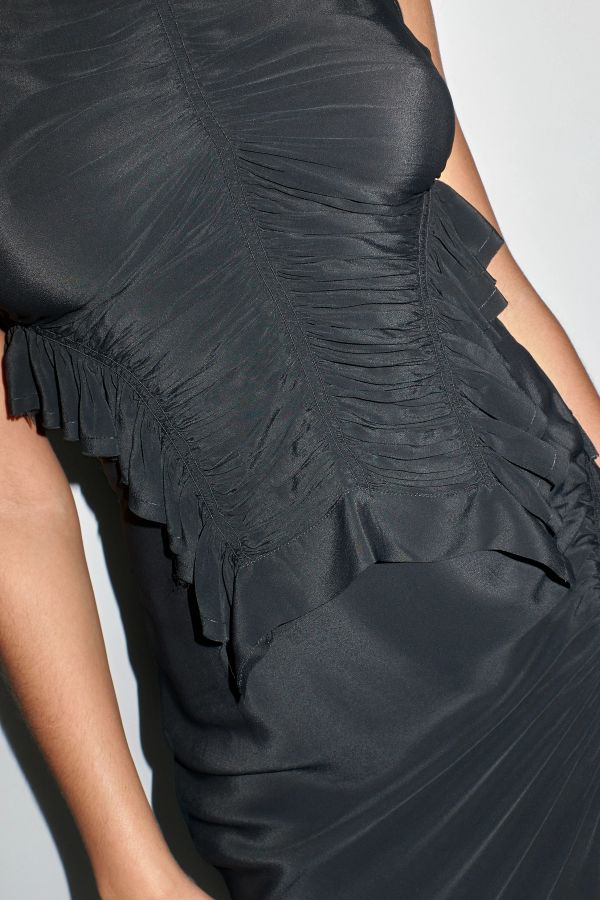 Miista Tane Top Black Silk Ruched