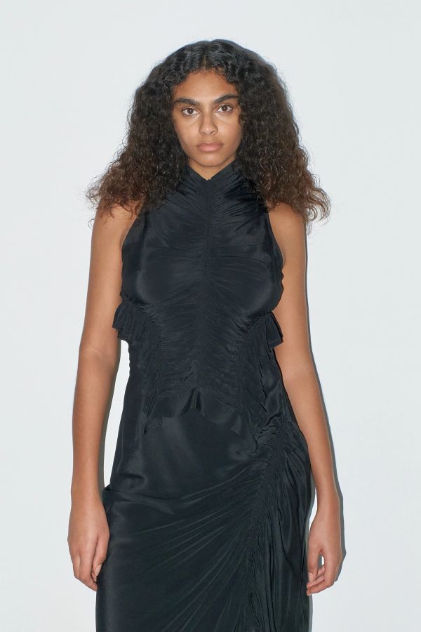 miista Tane Top Black Silk Ruched