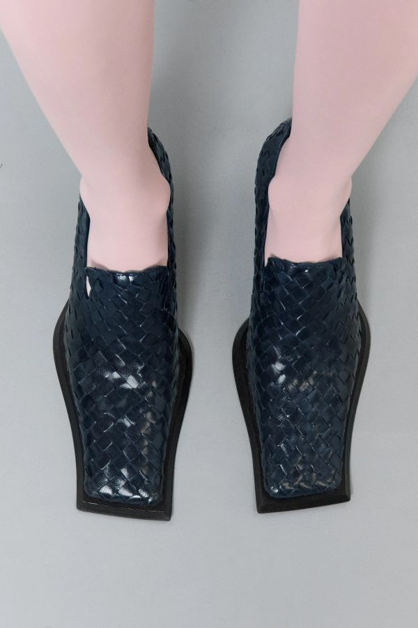 Miista Traci Courts Navy Woven Leather