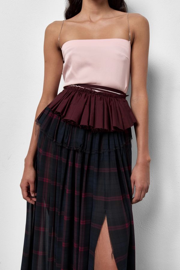 Miista Vanny Ruffle Burgundy Popplin