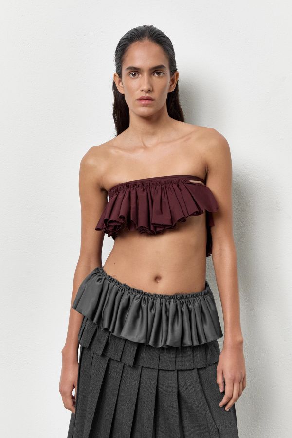 Miista Vanny Ruffle Burgundy Popplin