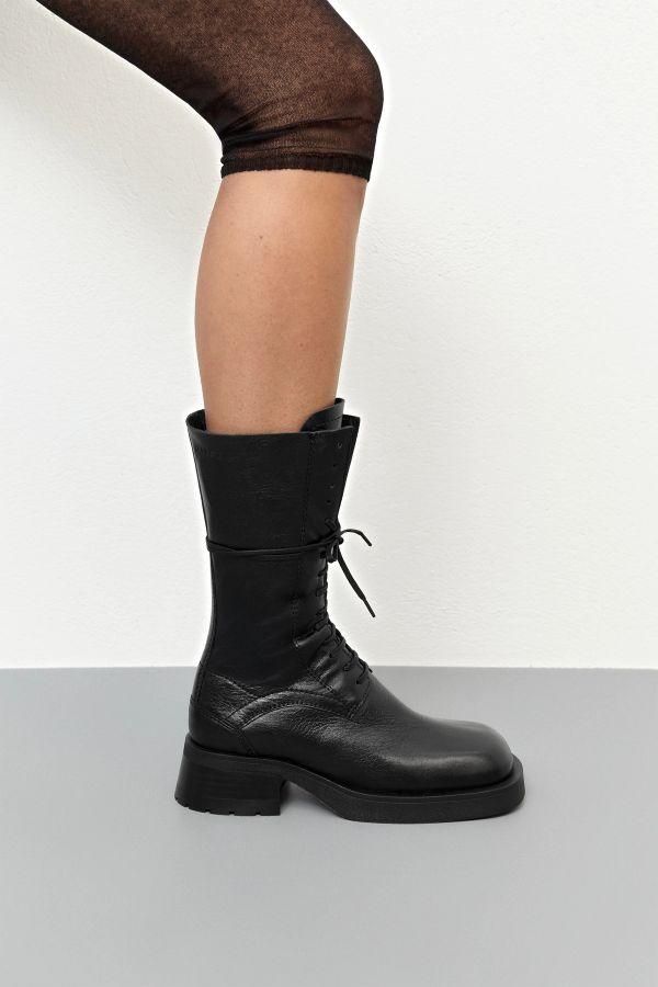 Miista Vel Boots Black Natural Leather
