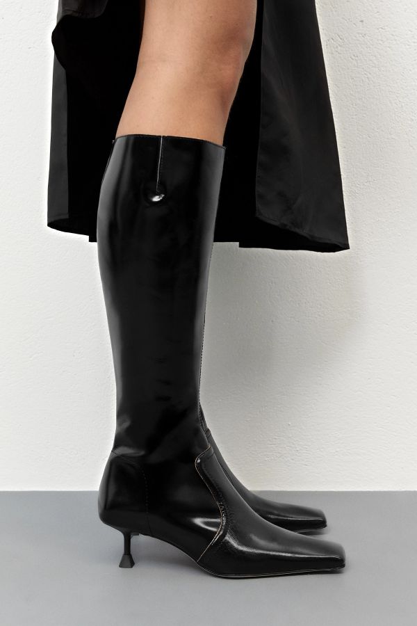 Miista Vikki Boots Tall Black Shiny Leather